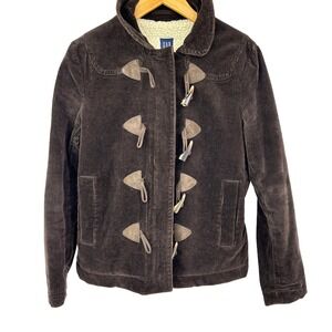 Vintage Y2K Gap Toggle‎ Coat Corduroy Sherpa Size M Womens